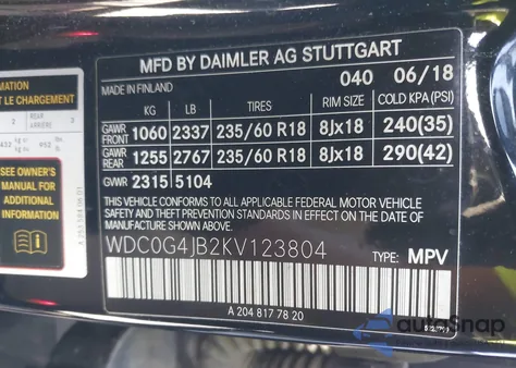 2019 Mercedes-Benz Glc 300 from USA, damaged, VIN WDC0G4JB2KV123804